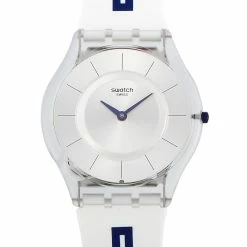 men Swatch Mediolino 34 mm Silver Dial Watch SFE112