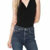 Bobi women Cowl Neck Bodysuit in Black