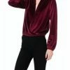 Bobi women Holiday Velvet Wrap Top in Burgundy