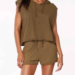 Bobi women Sleeveless Hoodie in Grenade