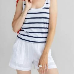 Lilla P women Scoop Neck Tank Top in Navy Stripe