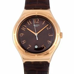 men Swatch Harmonieuse 41 mm Brown Dial Stainless Steel YWG406