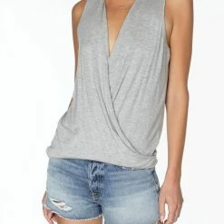 Bobi women Surplice Tank in Heather Grey