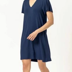 Lilla P women Flutter Sleeve V-Neck Dress in Nautilus