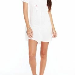 Bobi women Lace Front Dress in Ivory