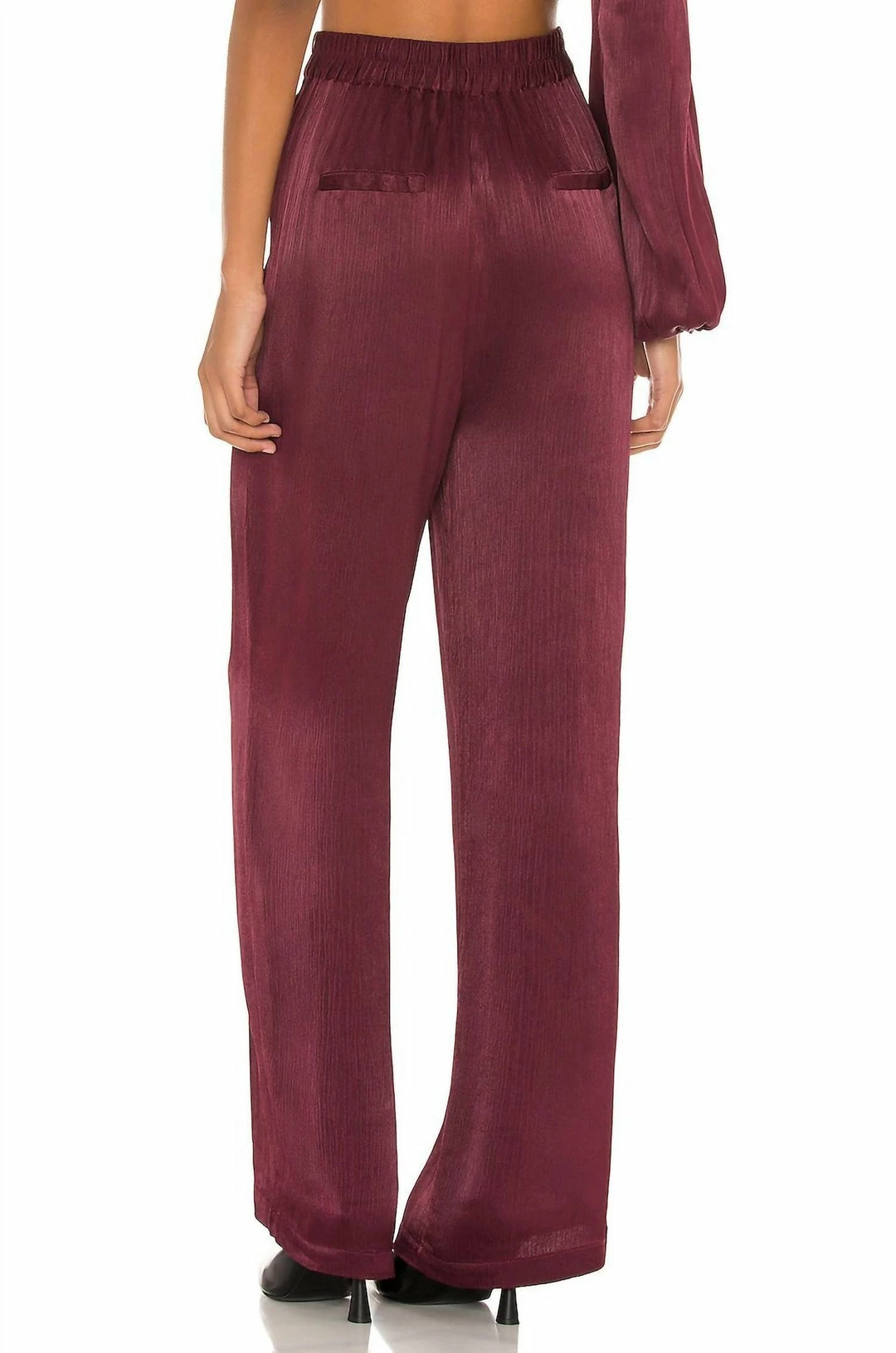 Bobi women Wide Leg Pant in Wine - Image 3