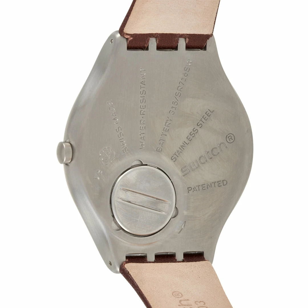 Swatch Skinbrushed Brown Leather Men's Watch SYXS102 - Image 2