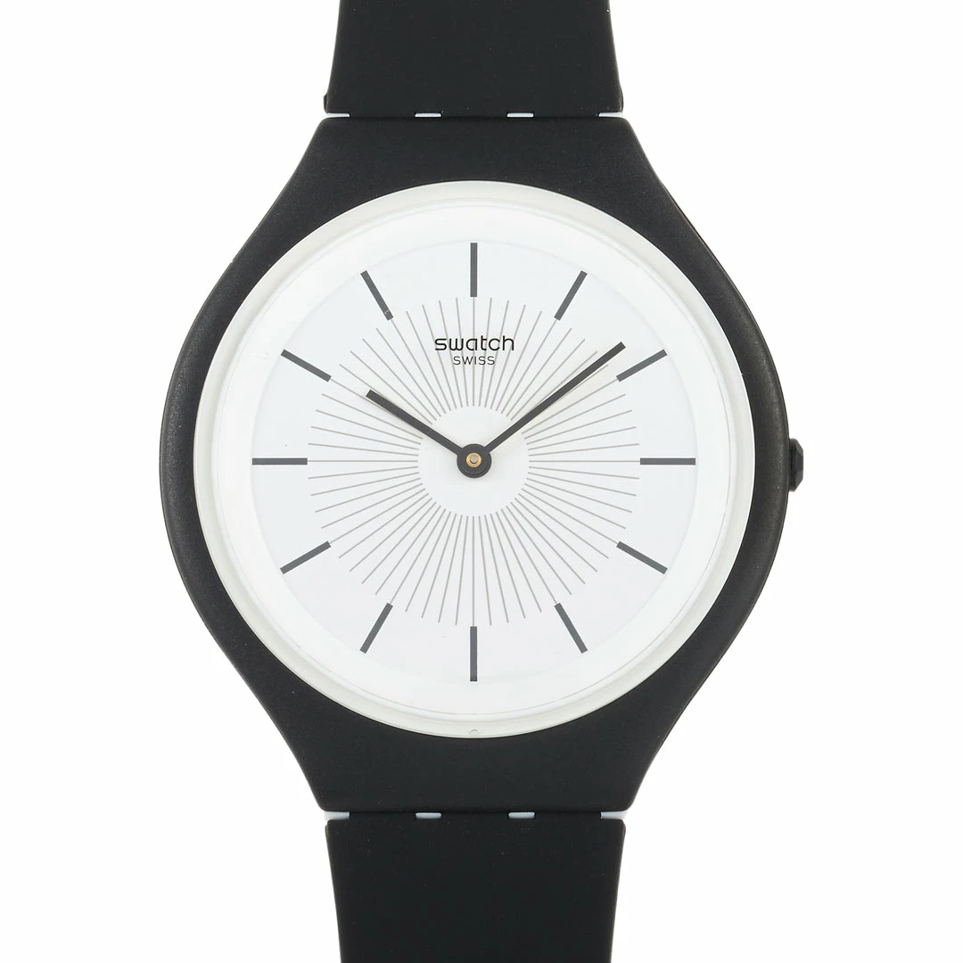 men Swatch Skinnoir Black & White Unisex Watch SVUB100