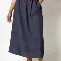 Lilla P women Smocked Skirt in Navy
