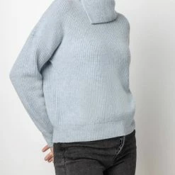 Lilla P women Folded Collar Pullover Sweater in Ice