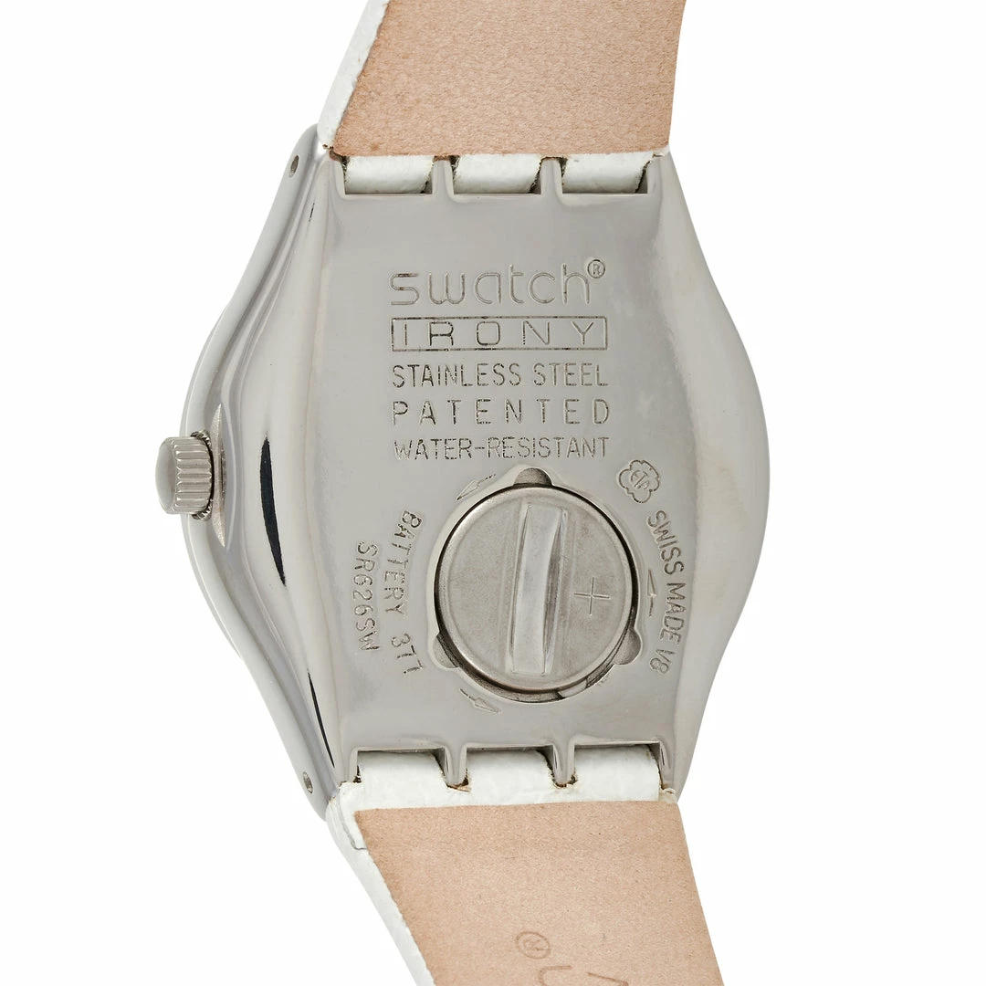 women Swatch After Dinner Bejeweled White Ladies' Watch YLS201 - Image 2