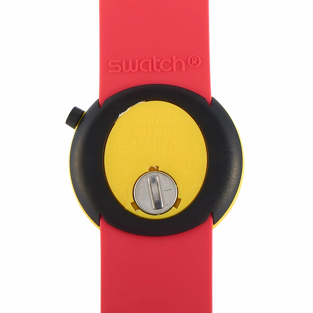men Swatch 45 mm Poptastic Red and Yellow Watch PNJ100 - Image 3