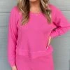 Bobi women Slouchy Raglan Long Sleeve Tee in Gumball