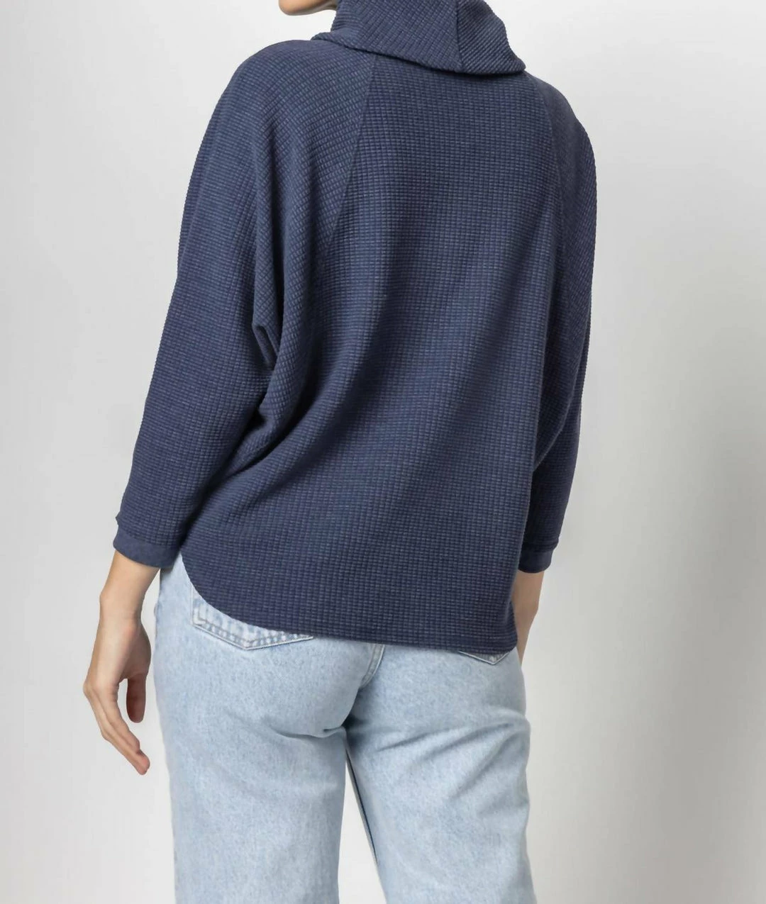 Lilla P women Easy Turtleneck Top in Navy - Image 2