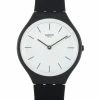 men Swatch Skinera Black & White Unisex Quartz Watch SVOB108