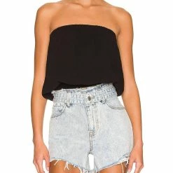 Bobi women Smocked Tube Top in Black