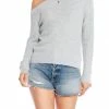 Bobi women Off The Shoulder Top in Light Grey