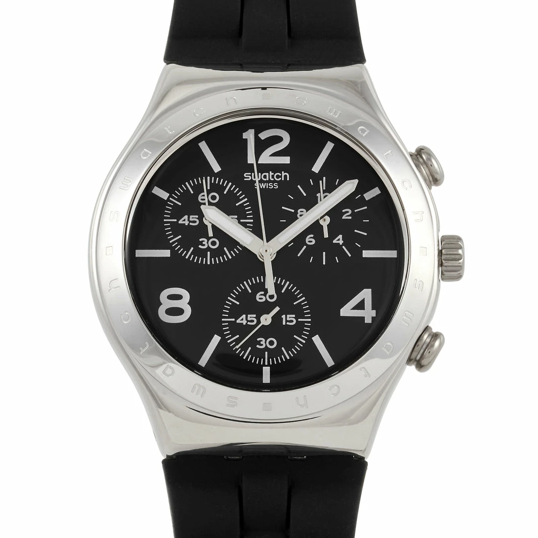 men Swatch Noir De Bienne Chronograph Black Watch YCS116