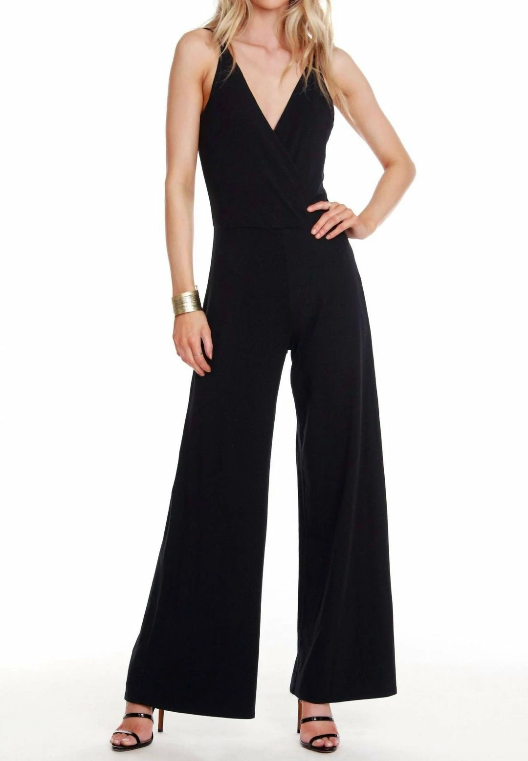 Bobi women Strappy Cami Jumpsuit in Black
