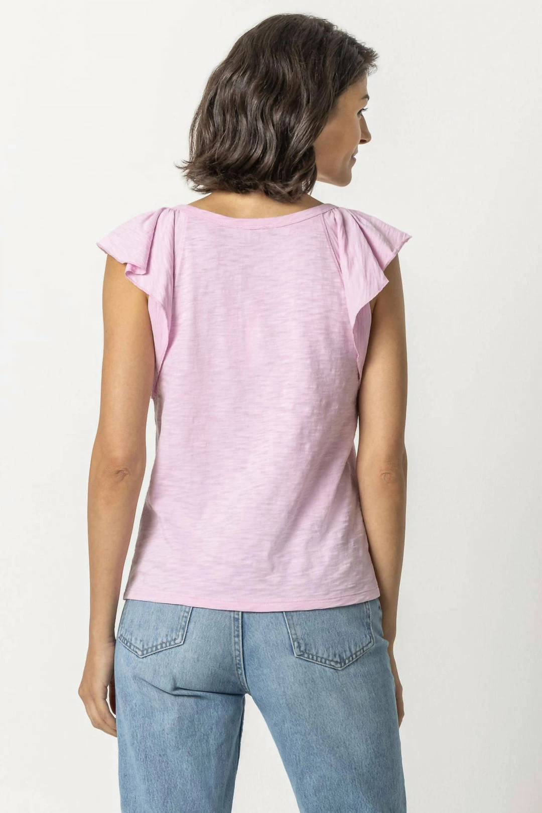 Lilla P women Ruffle Sleeve Raglan Tee in Taffy - Image 3