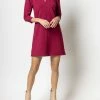 Lilla P women Full Sleeve Split Neck Dress in Currant