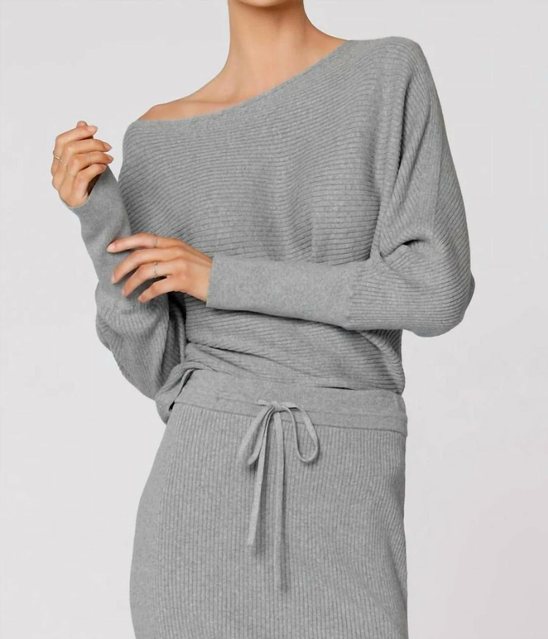 Bobi women Ribbed Jogger in Grey