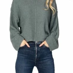 Bobi women Boucle Sweater in Deep Sage