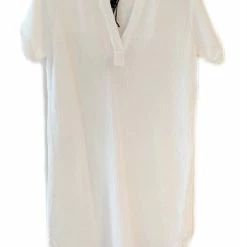Bobi women Placket Dress in White