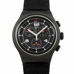 men Swatch Thenero Chronograph 47 mm Black Stainless Steel Watch YOB404