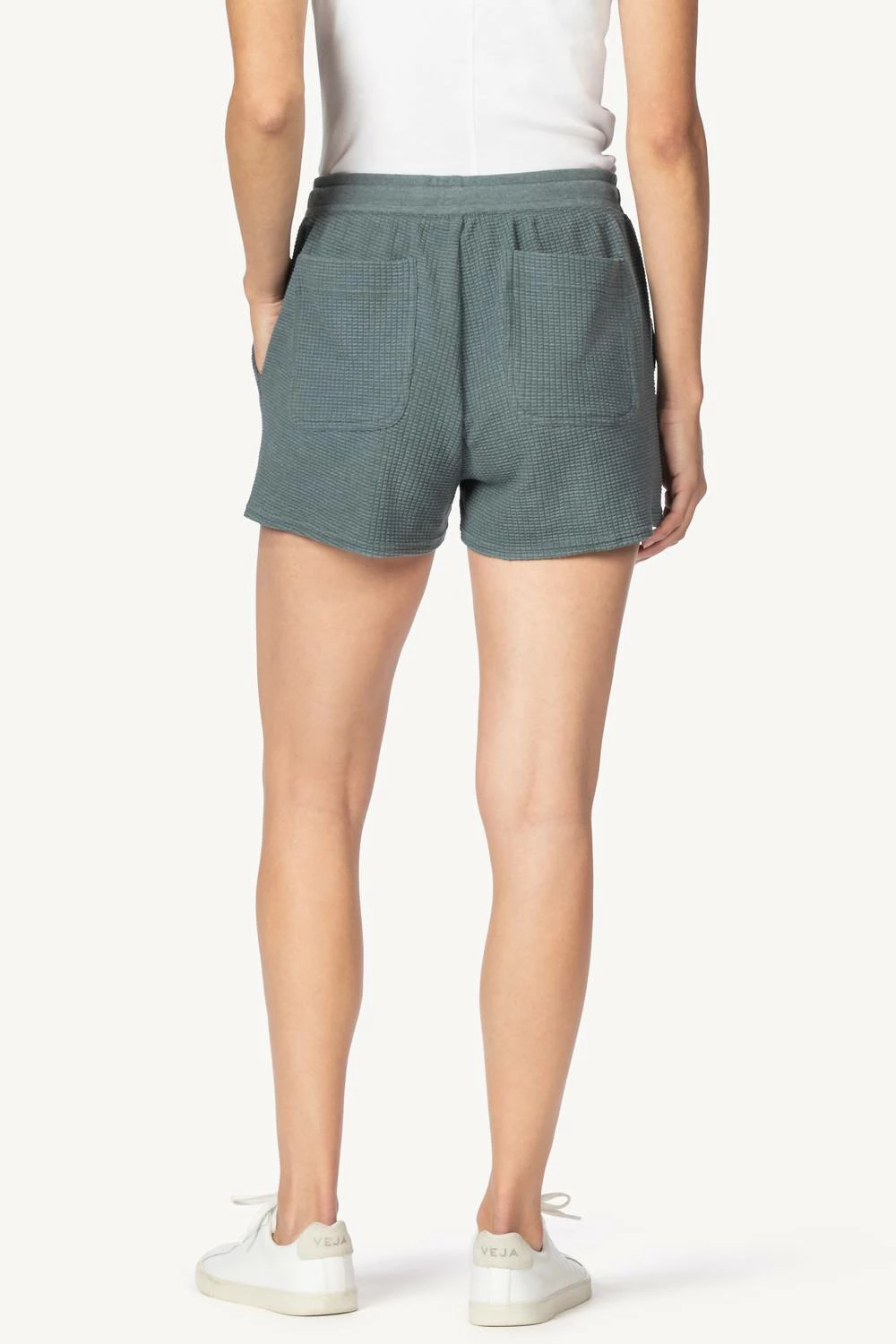 Lilla P women Waffle Weave Drawstring Shorts in Graystone - Image 2