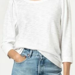 Lilla P women 3/4 Sleeve Ballet Neck Top in White