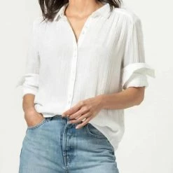 Lilla P women Long Sleeve Button Down in White