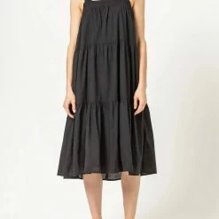 Lilla P women Peplum Seam Tank Dress in Black