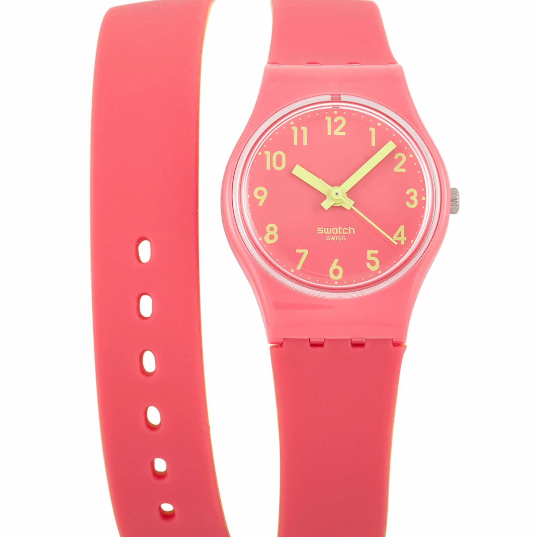 women Swatch Biko Roose Neon Pink Ladies Watch LP131