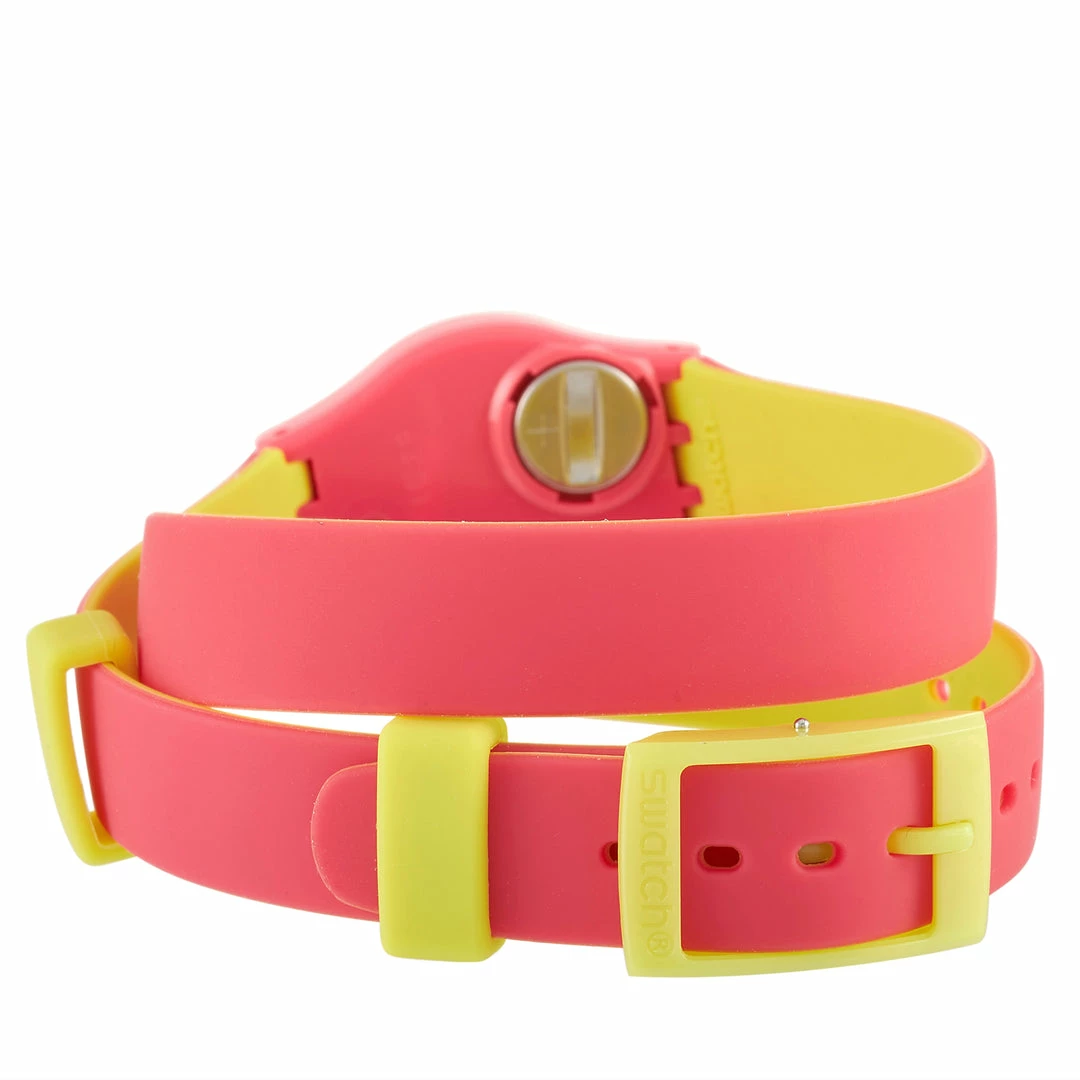 women Swatch Biko Roose Neon Pink Ladies Watch LP131 - Image 3