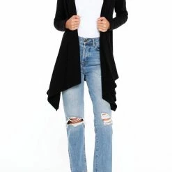 Bobi women Long Sleeve Cardigan in Black