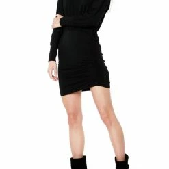 Bobi women Turtleneck Dolman Dress in Black