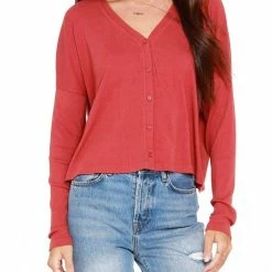 Bobi women Ribbed Button Up Top in Canyon