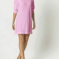 Lilla P women Puff Sleeve T-Shirt Dress in Orchid