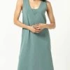 Lilla P women Rib Inset Midi Dress In Riverstone