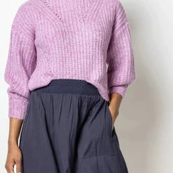 Lilla P women Airspun Fluff Ribbed Pullover in Freesia