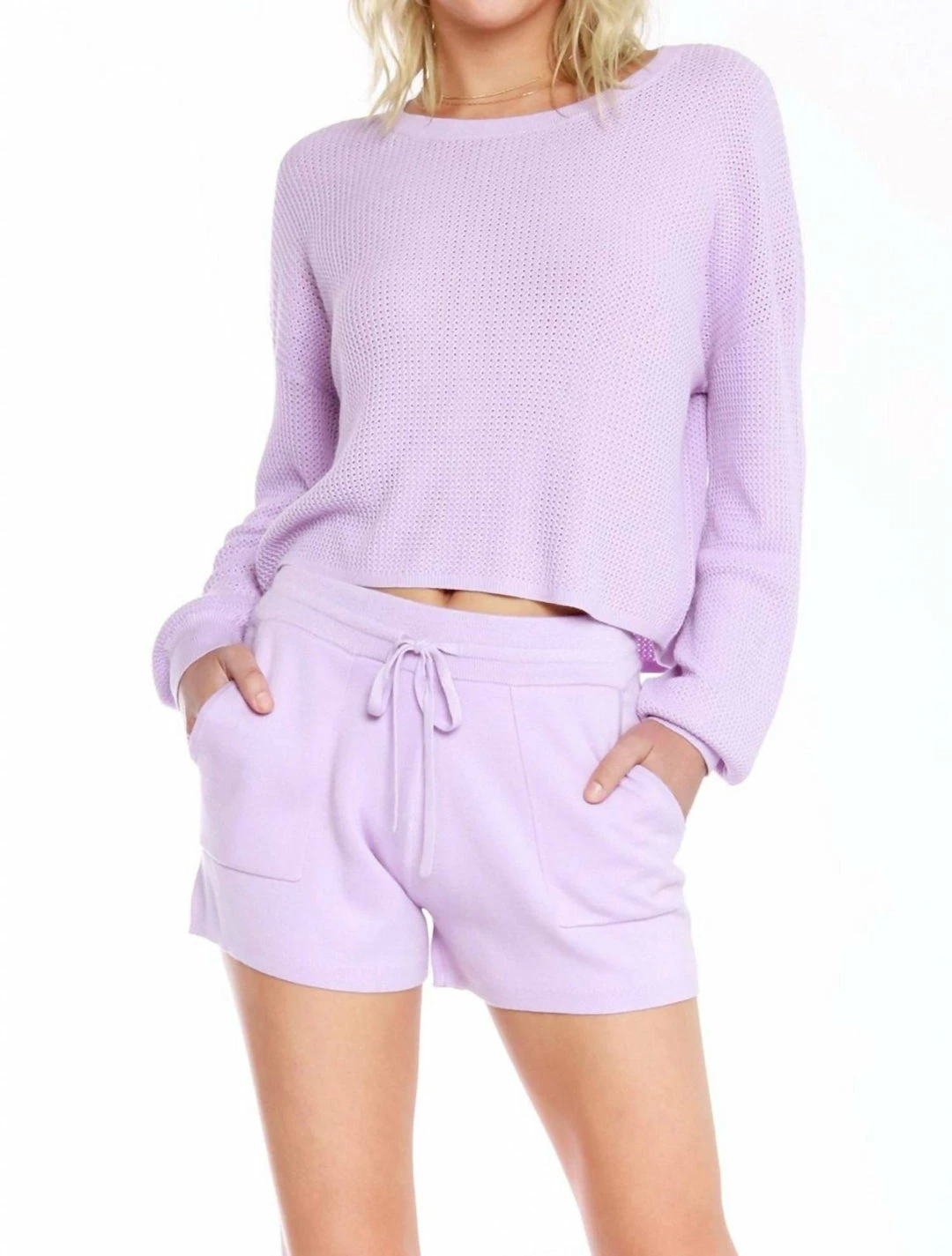 Bobi women Drawcord Waist Short in Lavender