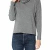 Bobi women Turtleneck Top in Charcoal