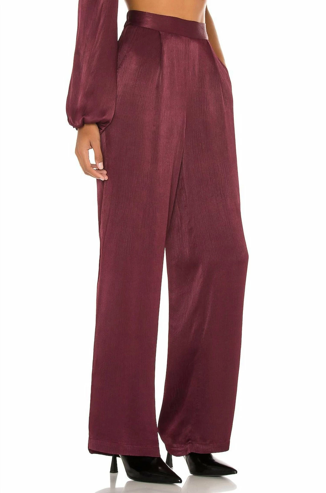 Bobi women Wide Leg Pant in Wine - Image 2