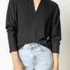 Lilla P women Split Collar Dolman Top in Black