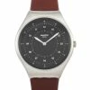 Swatch Skinbrushed Brown Leather Men's Watch SYXS102