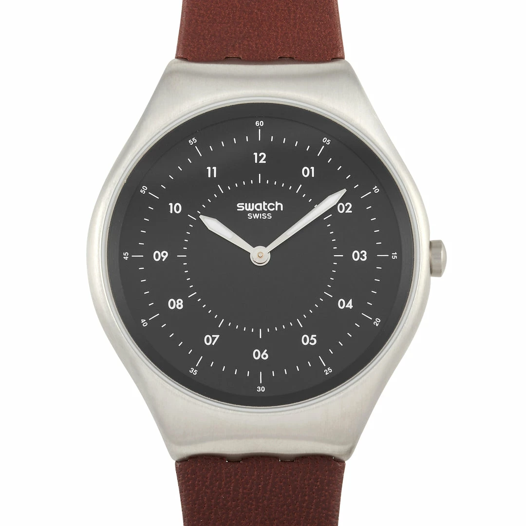 Swatch Skinbrushed Brown Leather Men's Watch SYXS102