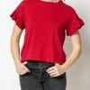 Lilla P women Ruffle Sleeve Sweater in Red