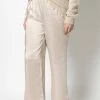 Lilla P women Satin Wide Leg Pant in Champagne