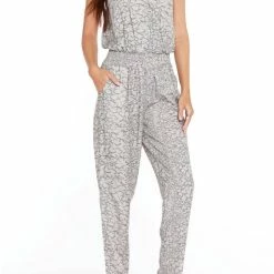 Bobi women Surplice Cami Jumpsuit in Abstract Snake